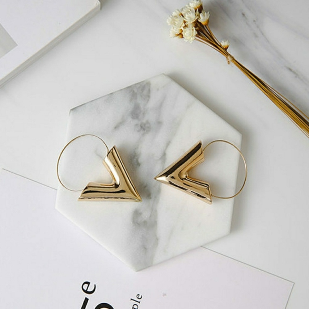 Gold V Shaped Earrings